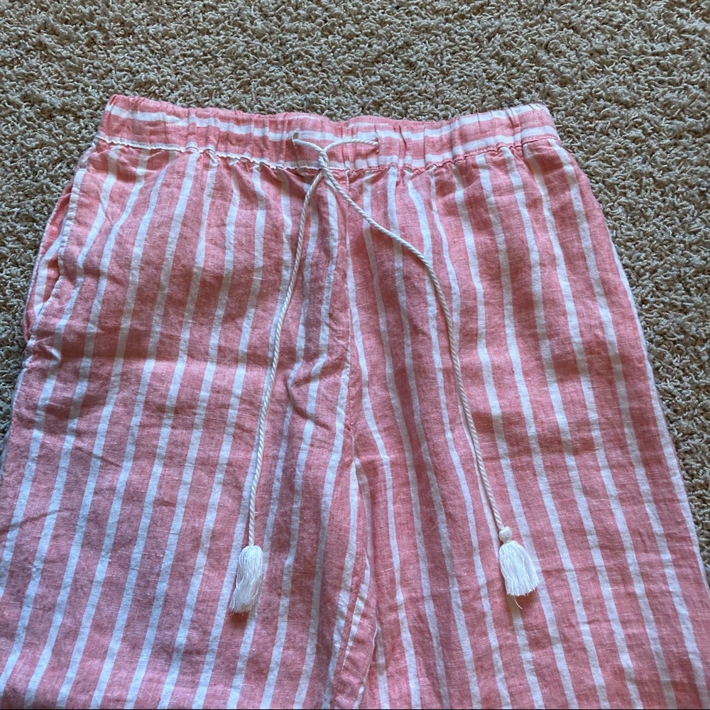 C&C California 100% Linen Wide Leg High Rise Cropped Pants Capris - Picture 3 of 7